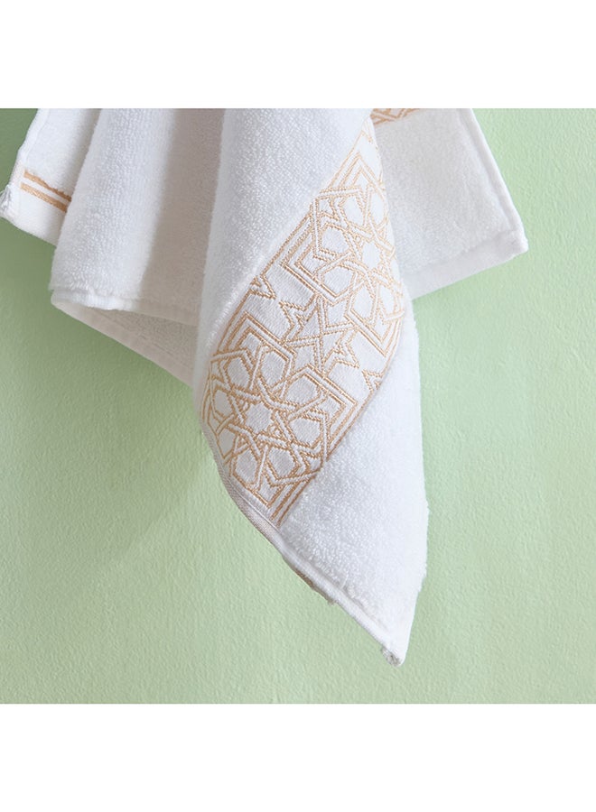 Home Box White Cotton Hand Towel with Gold Embroidery - Image 3